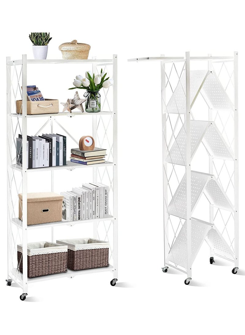 DubaiGallery Foldable Storage Shelves 5 Tier, Storage Racks Kitchen Cabinet, Shelf Storage Multipurpose Rack for Living Room Bedroom Kitchen Garage Easy Assembly 5-shelf - Image 1