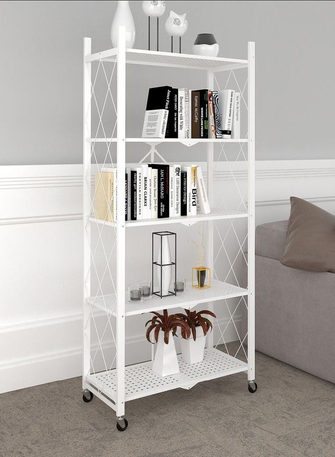 DubaiGallery Foldable Storage Shelves 5 Tier, Storage Racks Kitchen Cabinet, Shelf Storage Multipurpose Rack for Living Room Bedroom Kitchen Garage Easy Assembly 5-shelf - Image 2