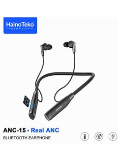 Haino Teko ANC-15 Bluetooth Earphone with Active Noise Cancellation Multi-Function Controls and Hi-Resolution Audio Black