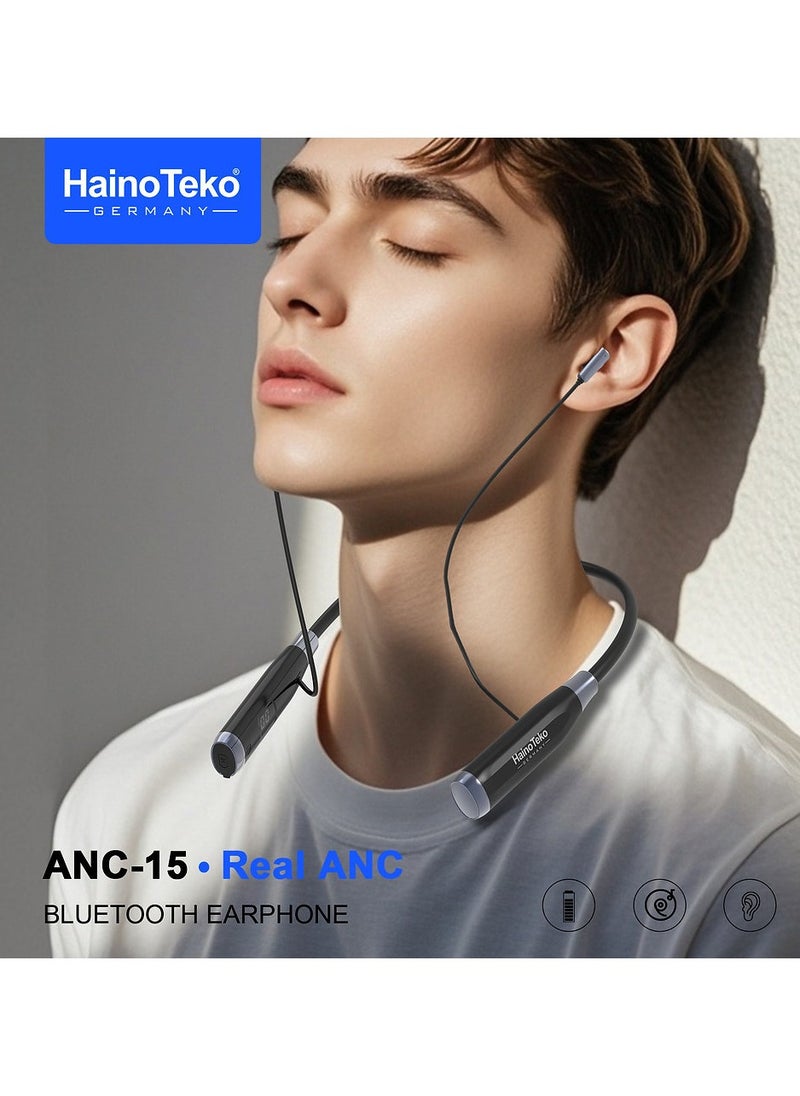 Haino Teko - Haino Teko ANC-15 Bluetooth Earphone with Active Noise Cancellation Multi-Function Controls and Hi-Resolution Audio Black - Image 1