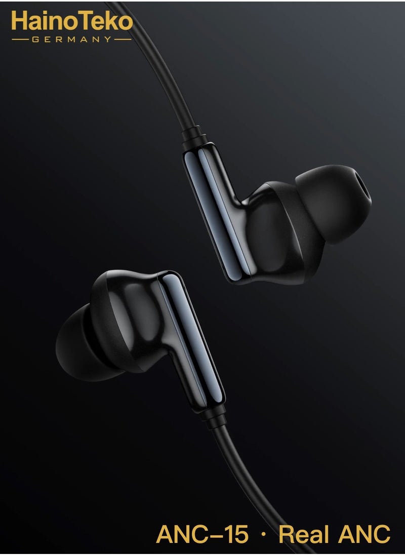 Haino Teko - Haino Teko ANC-15 Bluetooth Earphone with Active Noise Cancellation Multi-Function Controls and Hi-Resolution Audio Black - Image 1
