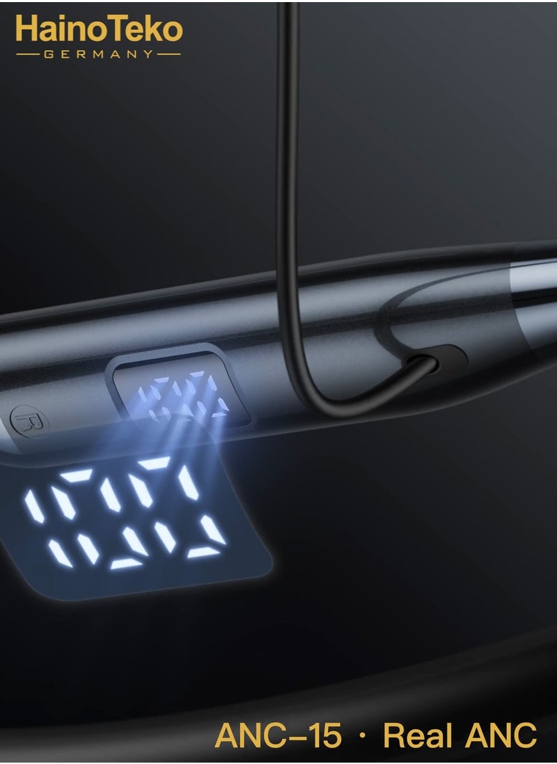 Haino Teko - Haino Teko ANC-15 Bluetooth Earphone with Active Noise Cancellation Multi-Function Controls and Hi-Resolution Audio Black - Image 1