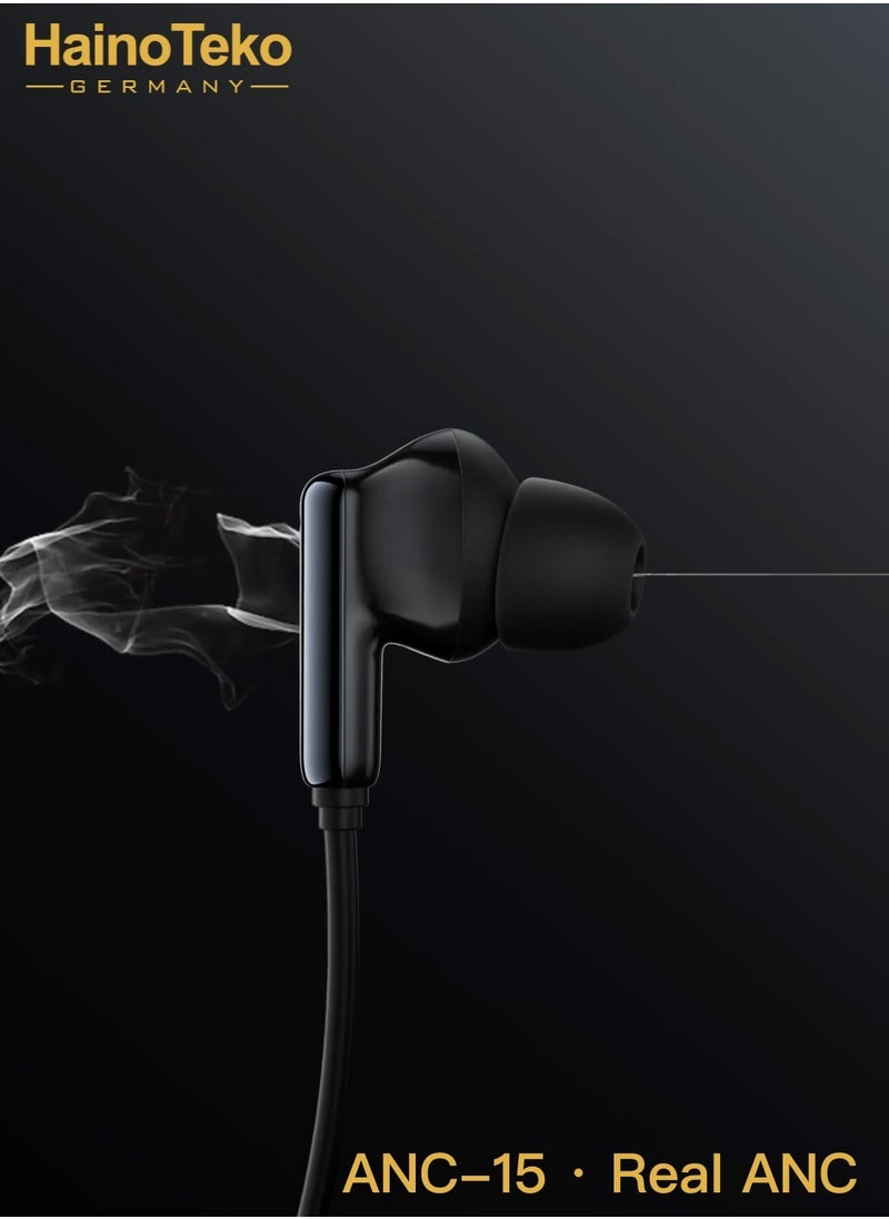 Haino Teko - Haino Teko ANC-15 Bluetooth Earphone with Active Noise Cancellation Multi-Function Controls and Hi-Resolution Audio Black - Image 1
