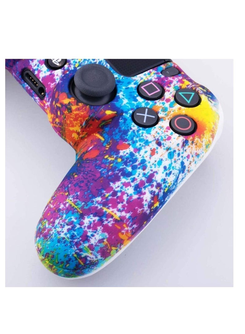 Y&D Skin Water Transfer Printing Camouflage Silicone Cover Case for Sony PS4 Slim Pro Dualshock 4 Controller 1 Spashing Paint with Thumb Grips  - Image 3