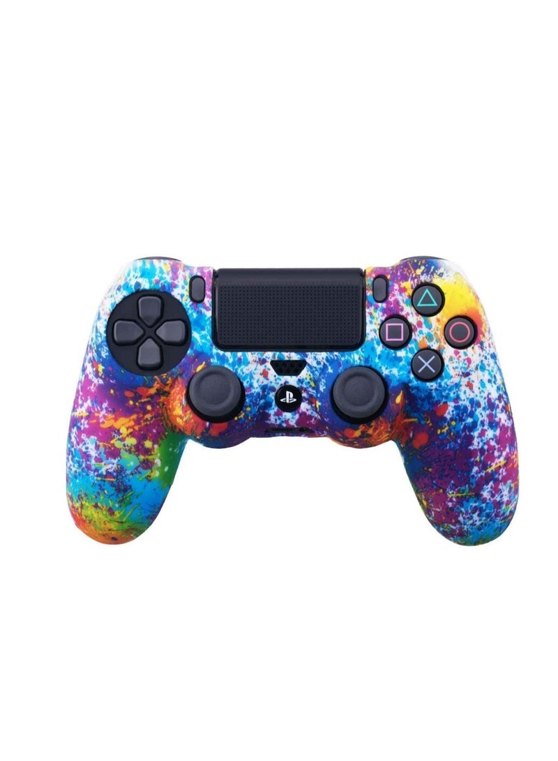 Y&D Skin Water Transfer Printing Camouflage Silicone Cover Case for Sony PS4 Slim Pro Dualshock 4 Controller 1 Spashing Paint with Thumb Grips  - Image 4