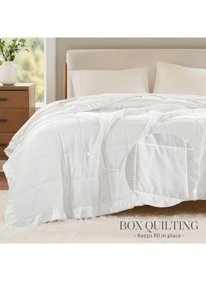 madison park Madison Park Windom Down Alternative Blanket, Premium 3M Scotchgard Moisture Wicking Treatment, Lightweight and Soft Bed Cover For All Season, Satin Trim, White King  - Image 2