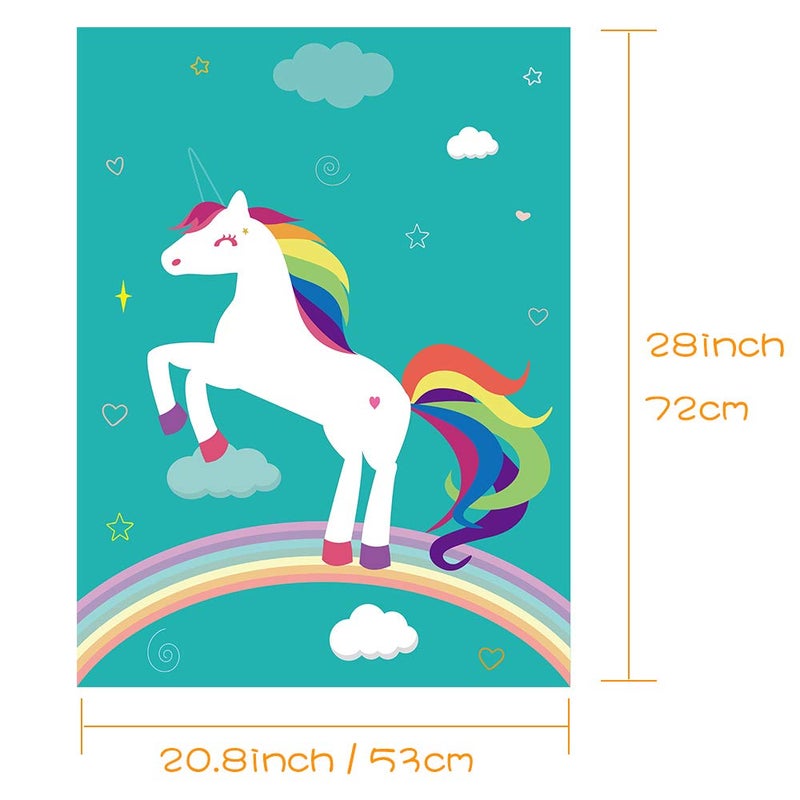 FEPITO Pin The Horn on Unicorn-game for Kids Birthday Party Game with 24 Horn Stickers Birthday Poster for Kids Unicorn-Birthday Girls Rainbow Party Favors Supplies Decoration Home Wall Decor Backdrop - Image 2