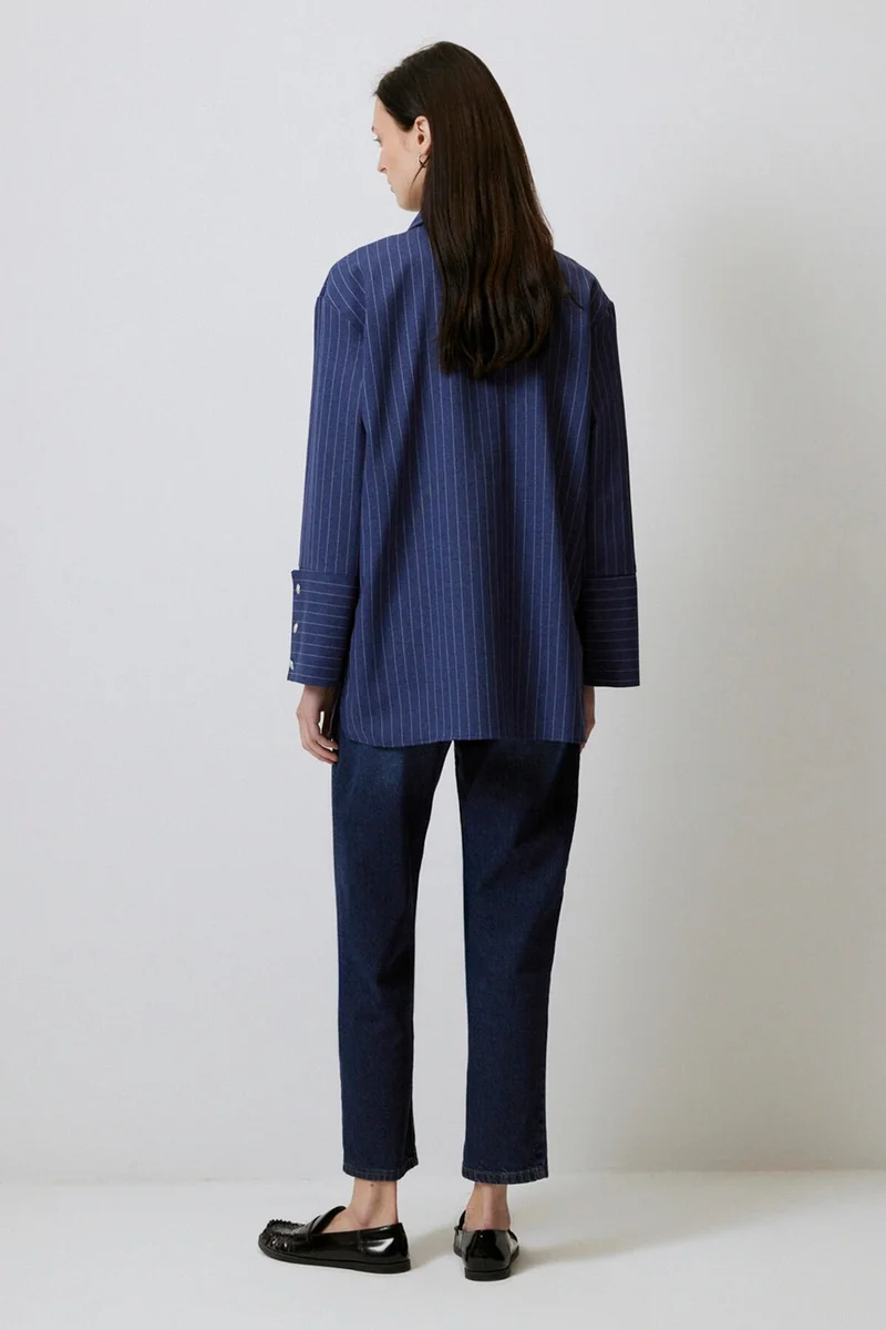 توتشي Wide Cuff Striped Shirt