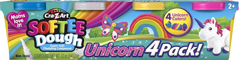 Cra-Z-Art 36081INT Unicorn Softee Dough 3 oz, 4-Pack