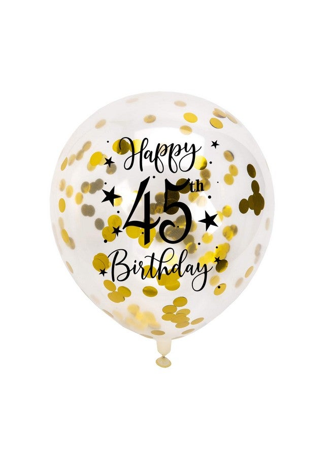 ماجوتش بالونات ذهبية 45th من اللاتكس، امرأة أو رجل سعيد 45 عامًا، ديكور حفلة عيد ميلاد بالون مع قصاصات 12 بوصة، 16 حزمة - Image 1
