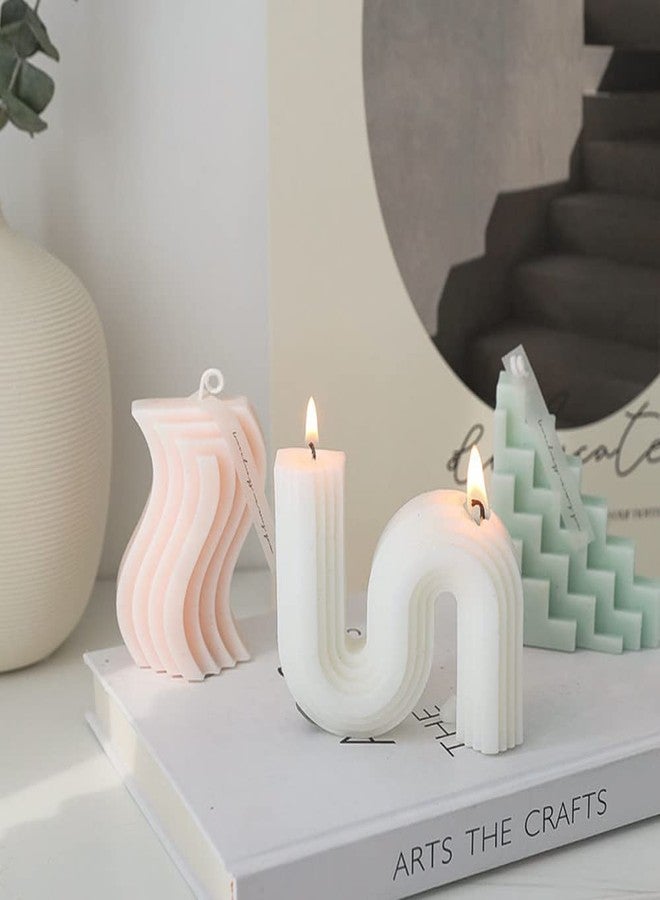 NatureMan 3PcsTwist Candle Aesthetic Candles Soy Wax Geometric Shaped candlesU Shaped, S Shaped and Triangle Art Decorative Candles for Wedding Birthday Gift - Image 2