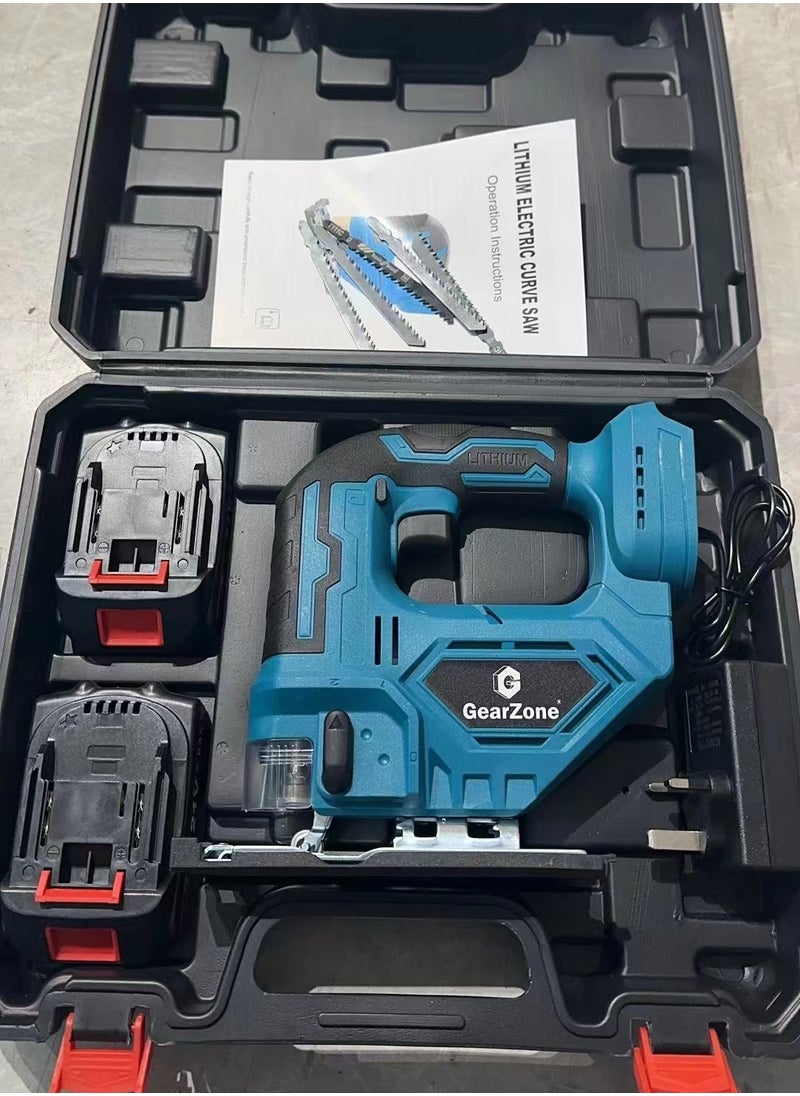 GearZone Cordless Wood Jigsaw with 5 Saw Blades and 2pcs Battery & Charger for Woodworking  - Image 3