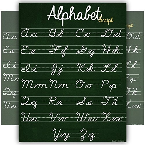 Young N Refined ABC Cursive Script Alphabet poster SIZE SMALL chart LAMINATED teaching classroom decoration Young N Refined (16x20) - Image 1