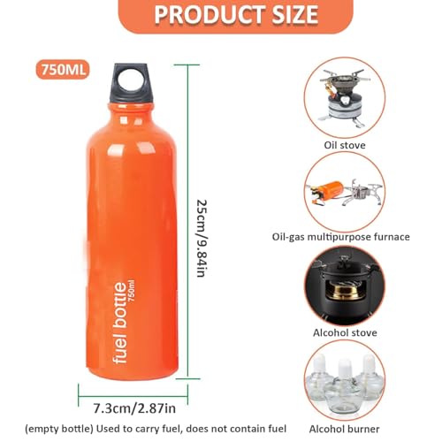 wdcfxy Aluminium Fuel Bottle 750ml Camping Fuel Container LeakProof Oil Storage Can with Durable Aluminum Construction for Outdoor Use - Image 3