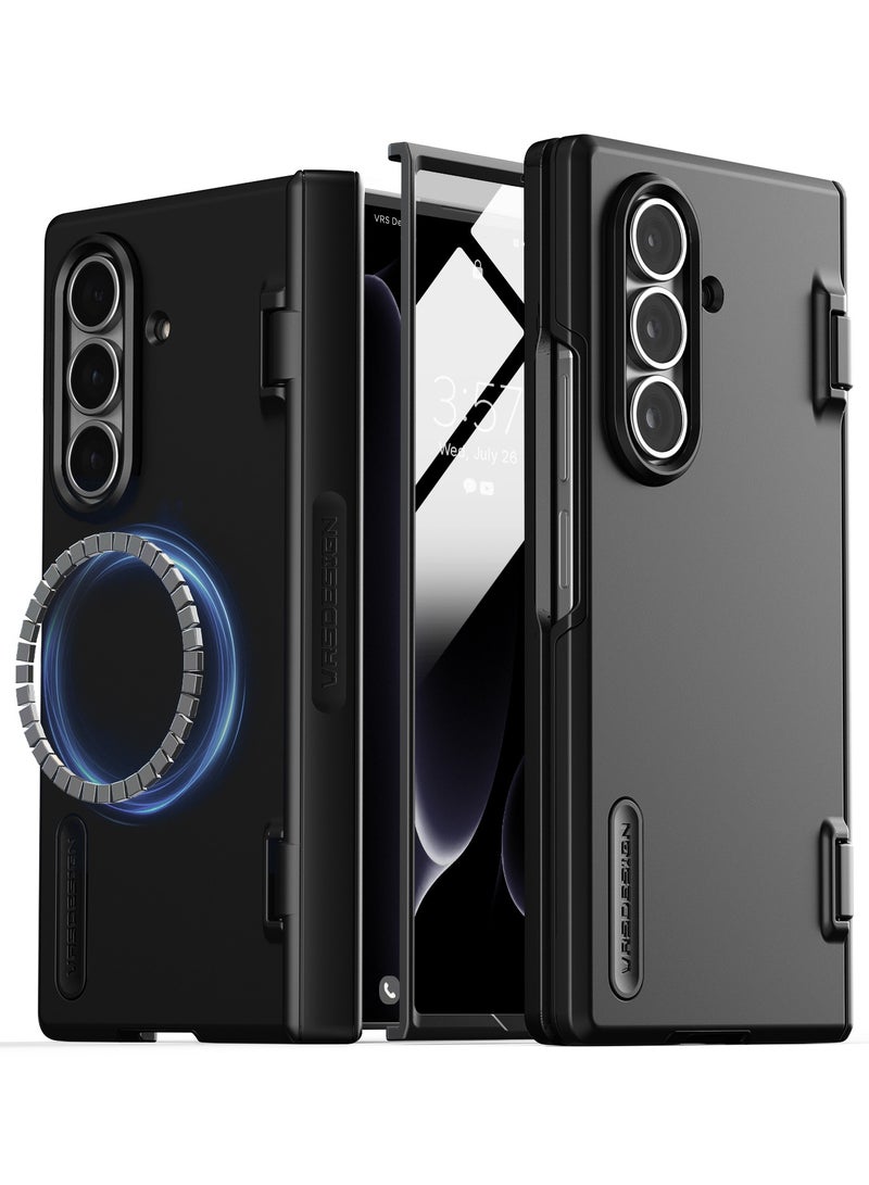 VRS Design Terra Guard Modern Halo 360 Samsung Galaxy Z Fold 7 Case [MagSafe] Cover (2025) with [Built-in Screen Protector] and Hinge Protection - Black 