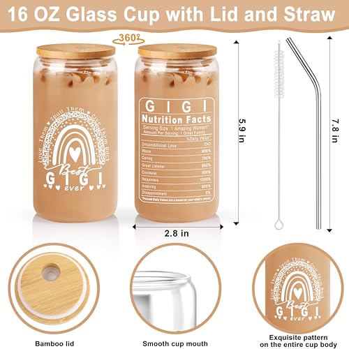DOGMEM Gigi Gifts for Grandma Birthday Gift Set from Granddaughter Grandchildren Grandkids Christmas Gifts for Gigi Tote Bag Makeup Bag 16 Oz Can Glass - Image 5