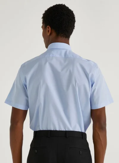 Matalan Taylor & Wright Blue Easy Care Regular Fit Short Sleeve Shirt