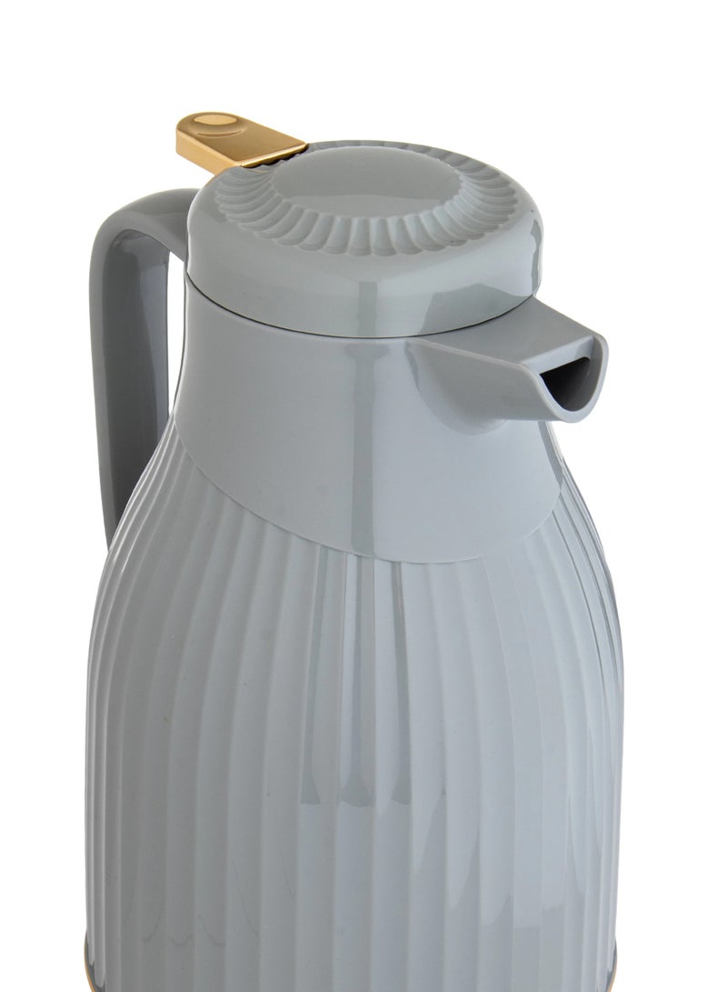 Almarhomy Vigin Single Thermos 1 Liter Gray with Gold - Image 2