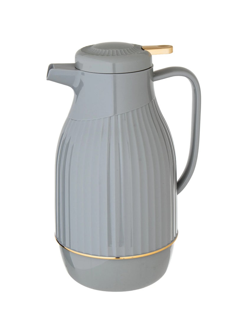 Almarhomy Vigin Single Thermos 1 Liter Gray with Gold - Image 1