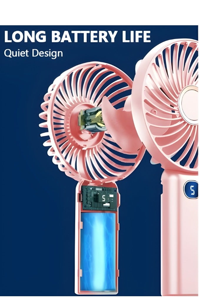 Portable Handheld Fan-5 Gear Personal Fan-Mini Fan Multifunctional-Digital Display Silent Fan-Long Endurance Pocket Fan  - Image 3