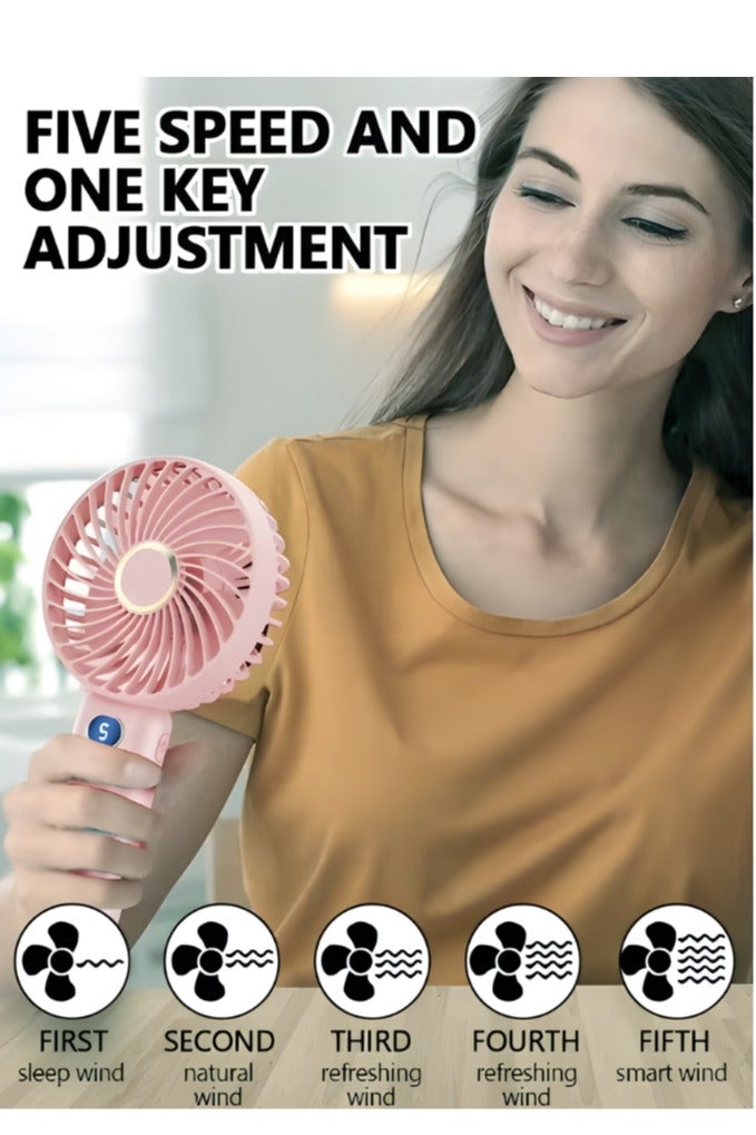 Portable Handheld Fan-5 Gear Personal Fan-Mini Fan Multifunctional-Digital Display Silent Fan-Long Endurance Pocket Fan  - Image 5