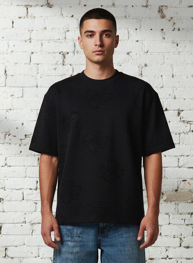 Lee Cooper Men Regular Fit Crew Neck Short Sleeves Textured T-shirt - Image 1