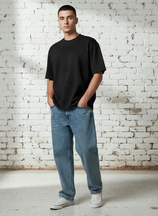 Lee Cooper Men Regular Fit Crew Neck Short Sleeves Textured T-shirt - Image 2