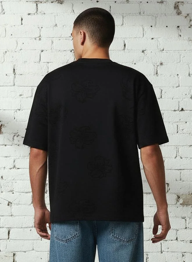Lee Cooper  Lee Cooper Men Regular Fit Crew Neck Short Sleeves Textured T-shirt for Men | Best Price UAE