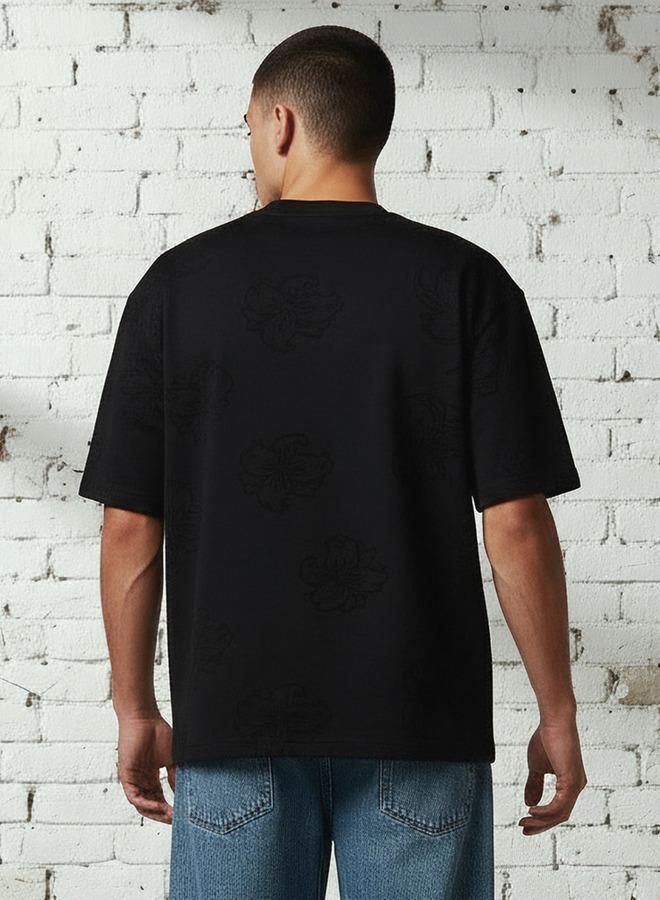 Lee Cooper Men Regular Fit Crew Neck Short Sleeves Textured T-shirt - Image 3