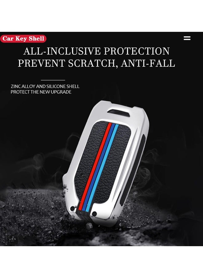 Soft Metal Shell Luxury Silicone Car Key Cover with Keychain Full Car Protection for Kia Ceed Cerato Forte Niro Seltos Sorento Soul Sportage Telluride by Leonoxus Gray Metal - Image 2