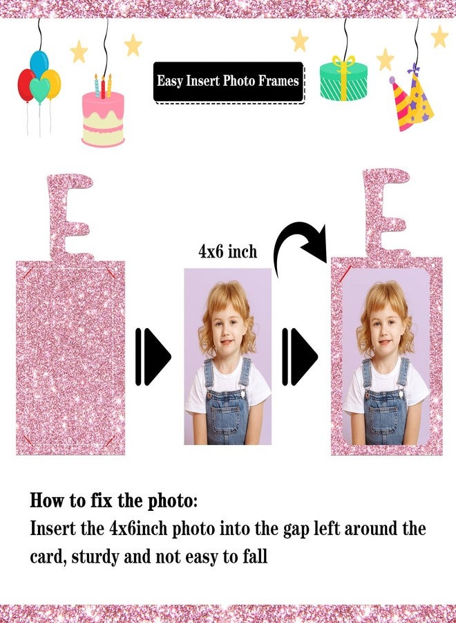 WeBenison Two Sweet Photo Banner Girls 2nd Birthday Paper Photo Sweet 2nd Anniversary Bunting Decorations Baby Shower Kid Birthday Picture Banner Pink Glitter - Image 3