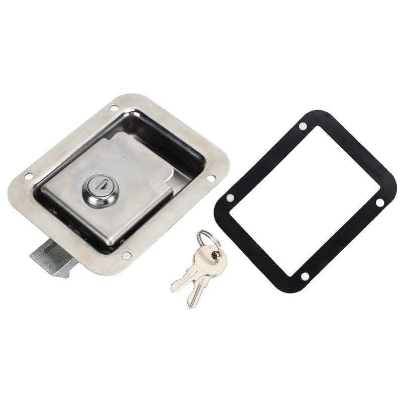 Heavy Duty RV Door Lock 120x92mm 304 Stainless Steel Rustproof - Polished Chrome Weather-Resistant Paddle Handle Latch for Travel Trailers, Tool Boxes, Trucks - Image 1