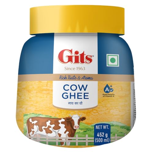Gits Cow Ghee 500 ml Jar | Pack of 1 | Aroma in every drop |Pure Veg, Pure Cow Ghee, Desi Ghee, No preservatives | Rich Taste & Aroma | Good source of Vitamin A, Delicious, Healthy & Nutritious | Good for Digestion, Heart, Skin and Hair | Homemade taste - Image 1