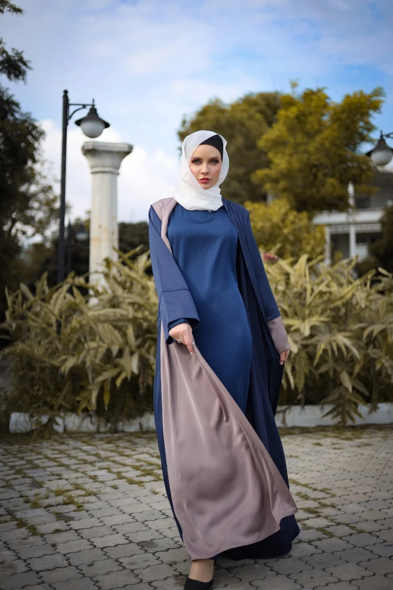 هاريكا وير Wonderful Wear Abaya Navy Blue Choco Colored Abaya