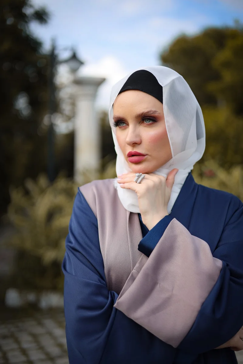 هاريكا وير Wonderful Wear Abaya Navy Blue Choco Colored Abaya