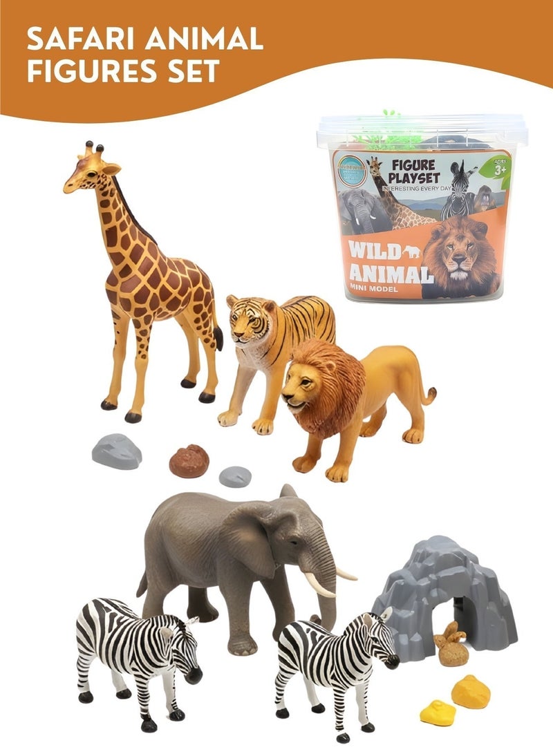 ZESTU Safari Animal Toys Set 9 Pieces – Wild Zoo Animal Figures for Kids, Realistic Plastic Jungle Animals Play Set, Educational Learning Toys for Boys & Girls Age 3+, Birthday Gift - Image 1