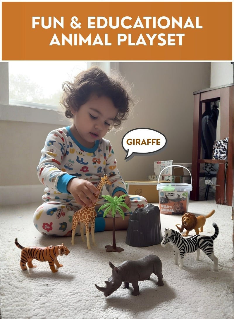 ZESTU Safari Animal Toys Set 9 Pieces – Wild Zoo Animal Figures for Kids, Realistic Plastic Jungle Animals Play Set, Educational Learning Toys for Boys & Girls Age 3+, Birthday Gift - Image 2