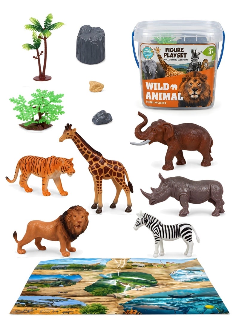 ZESTU Safari Animal Toys Set 9 Pieces – Wild Zoo Animal Figures for Kids, Realistic Plastic Jungle Animals Play Set, Educational Learning Toys for Boys & Girls Age 3+, Birthday Gift - Image 1