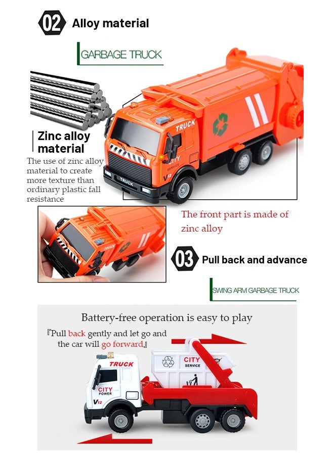DUNISO 17 Piece Set Of Garbage Truck Model Toys,Garbage Truck Toys For Boys, Mini Truck Model, Friction Power Recycling Car Toy Set, Equipped With Simulated City Scenes, Suitable For Children Over Three Years Old - Image 4