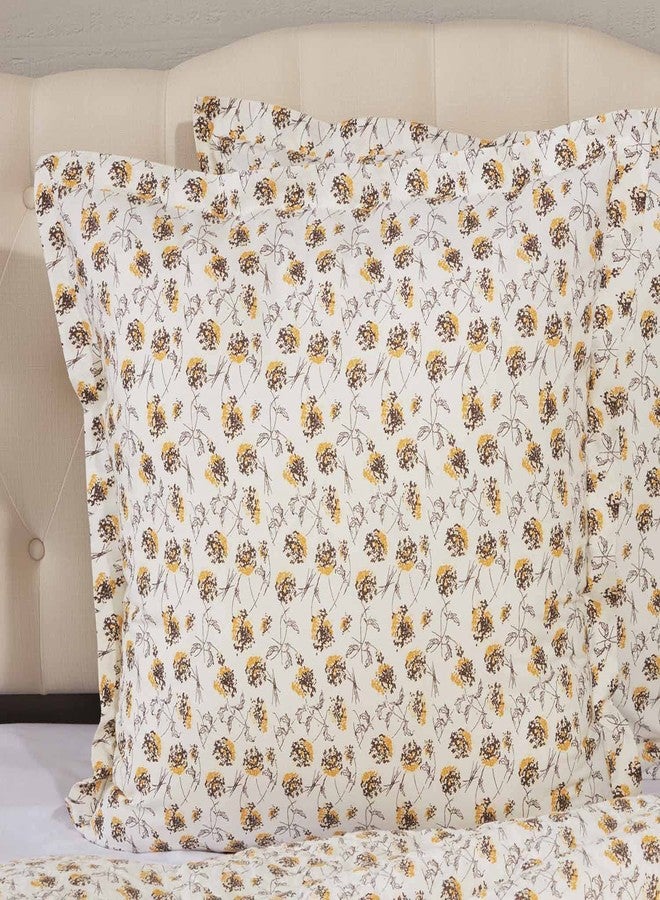 Piper Classics Morning Meadow Floral Euro Sham, 26" x 26", Mustard and Yellow Printed Flowers on Off White w/Flange Edge, Farmhouse, Country Cottage, Vintage Bedding - Image 1