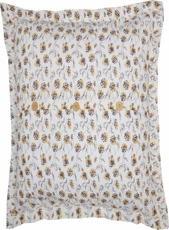 Piper Classics Morning Meadow Floral Euro Sham, 26" x 26", Mustard and Yellow Printed Flowers on Off White w/Flange Edge, Farmhouse, Country Cottage, Vintage Bedding - Image 4
