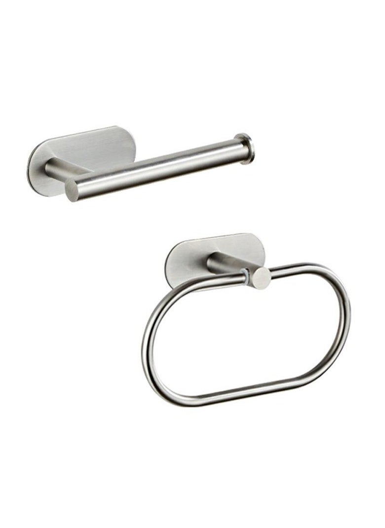 Loquat - Stainless Steel Wire Drawn No Drill Tissue Towel Rack(Two Piece Set) - Image 1