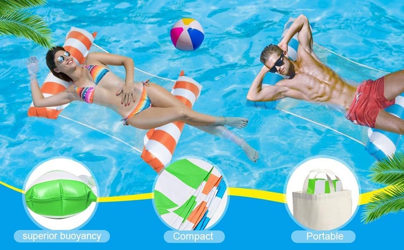 LIMPUS Pool Float 4-in-1 Water Hammock, Saddle, Drifter, Lounger Inflatable Pool Floats for Adults Fun Swimming Pool, Beach, Outdoor Pool Chair (Pack of 2) - Image 5