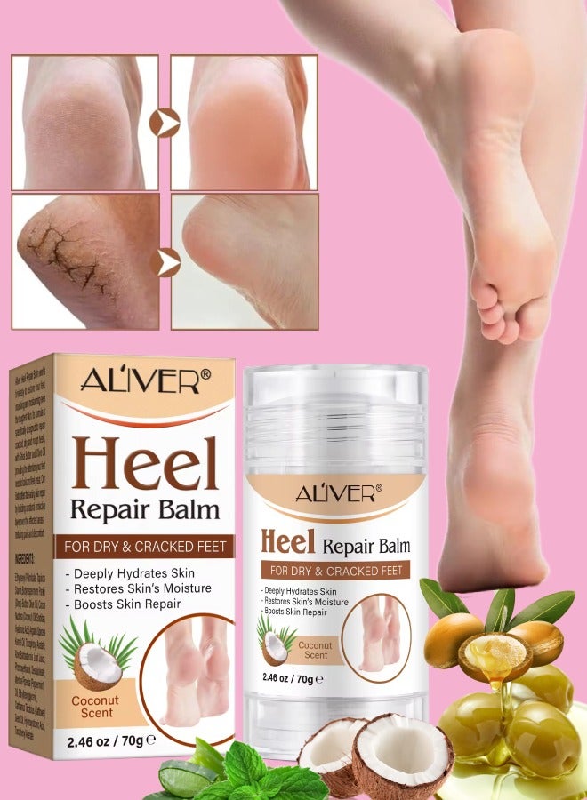 ALIVER 70g Heel Repair Balm for Dry and Cracked Feet Heel Repair Cream with Shea Butter Coconut and Olive Oil Deeply Hydrates Skin Restore Skin Moisture Boosts Dry and Damaged Skin Repair Nourish Foot Cream - Image 1