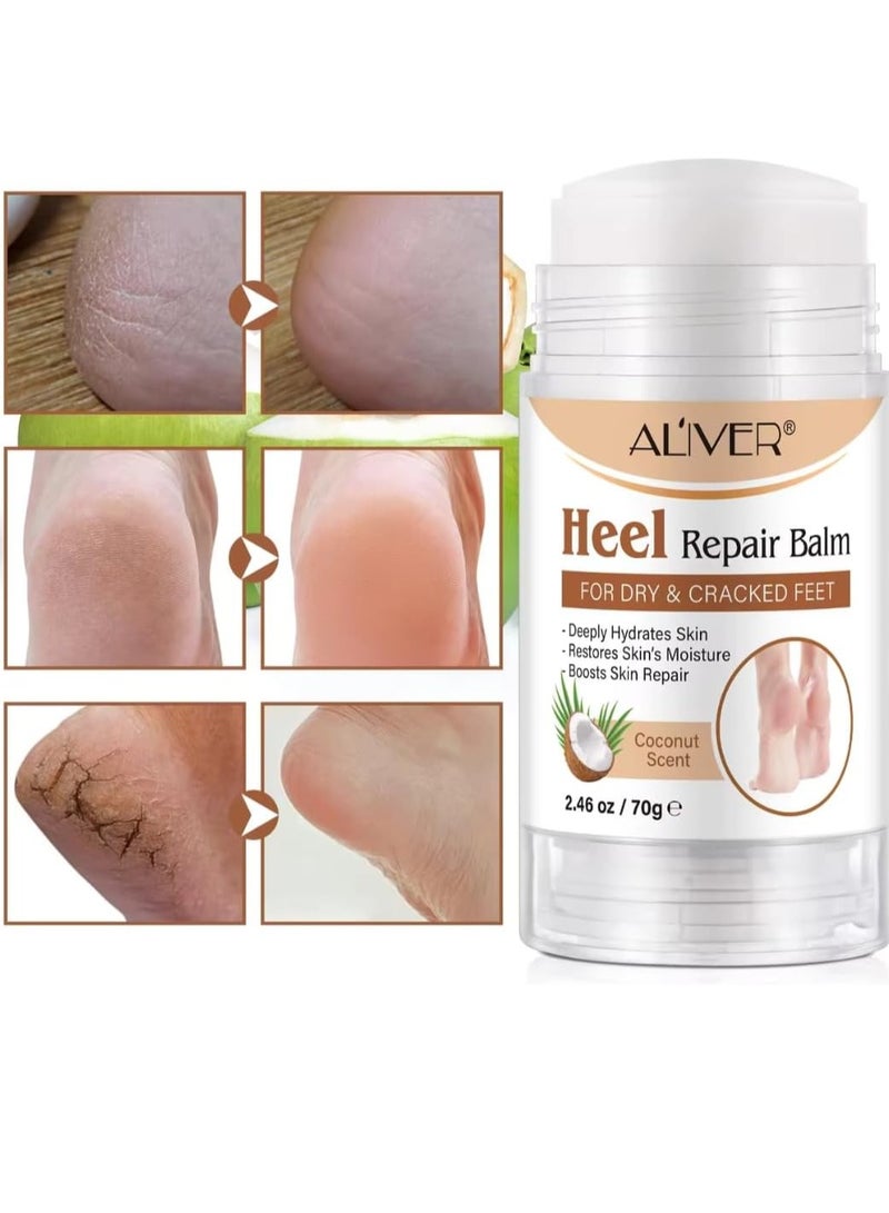 ALIVER 70g Heel Repair Balm for Dry and Cracked Feet Heel Repair Cream with Shea Butter Coconut and Olive Oil Deeply Hydrates Skin Restore Skin Moisture Boosts Dry and Damaged Skin Repair Nourish Foot Cream - Image 4