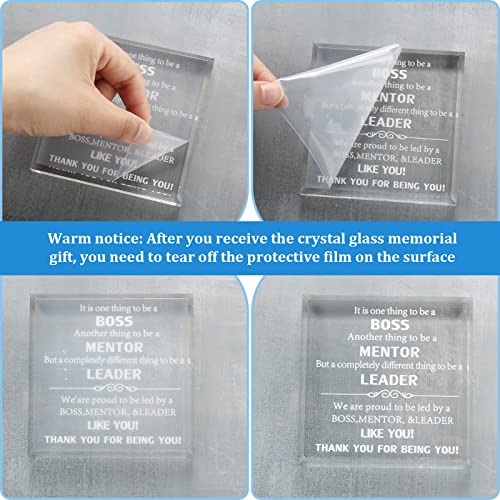Yookeer Boss Day Gifts for Women Men Crystal Acrylic Leaving Going Away Retirement Thank You Boss Lady Desk Gifts Appreciation Plaques for Birthday Paperweight Keepsake(Square) - Image 4