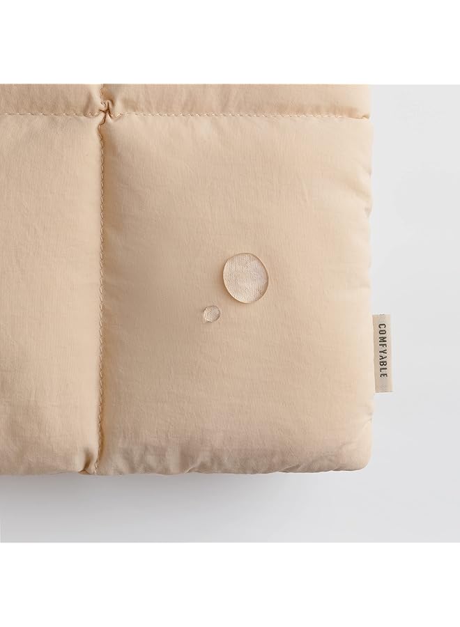 كومفيابل حقيبة كتف منفوخة للكمبيوتر اللوحي لجهاز آيباد برو مقاس 12.9 بوصة، حقيبة كتف مبطنة منفوخة للكمبيوتر اللوحي للنساء، حافظة ذات أكمام مبطنة مع حزام كتف، رمل - Image 4