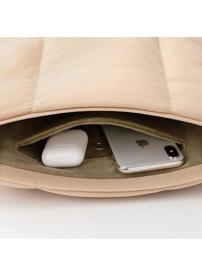 كومفيابل حقيبة كتف منفوخة للكمبيوتر اللوحي لجهاز آيباد برو مقاس 12.9 بوصة، حقيبة كتف مبطنة منفوخة للكمبيوتر اللوحي للنساء، حافظة ذات أكمام مبطنة مع حزام كتف، رمل - Image 5