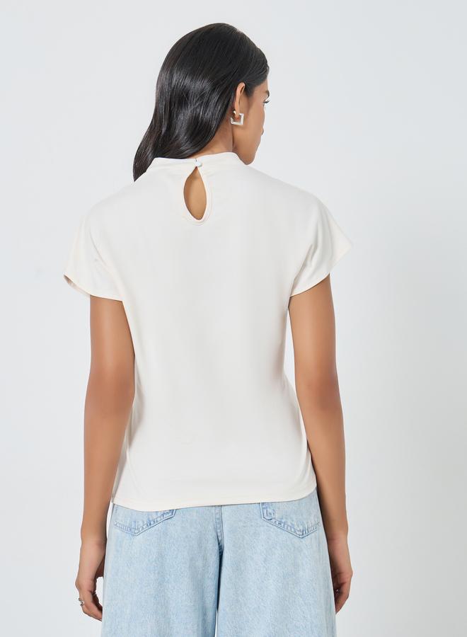 ستايلي بلوزة محبوكة عالية الرقبة بلمسة ربط - Image 4