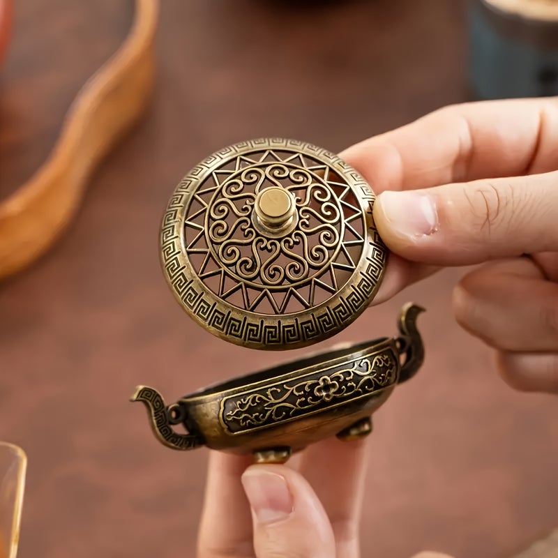 مبخرة معدنية بثلاث كرات ذهبية، تصميم رائع، مناسبة للتأمل اليوغا وديكور غرفة النوم وكهدايا العطلات (عيد الميلاد، الهالوين، عيد الفصح، عيد الشكر) - لا تتطلب كهرباء - Image 5
